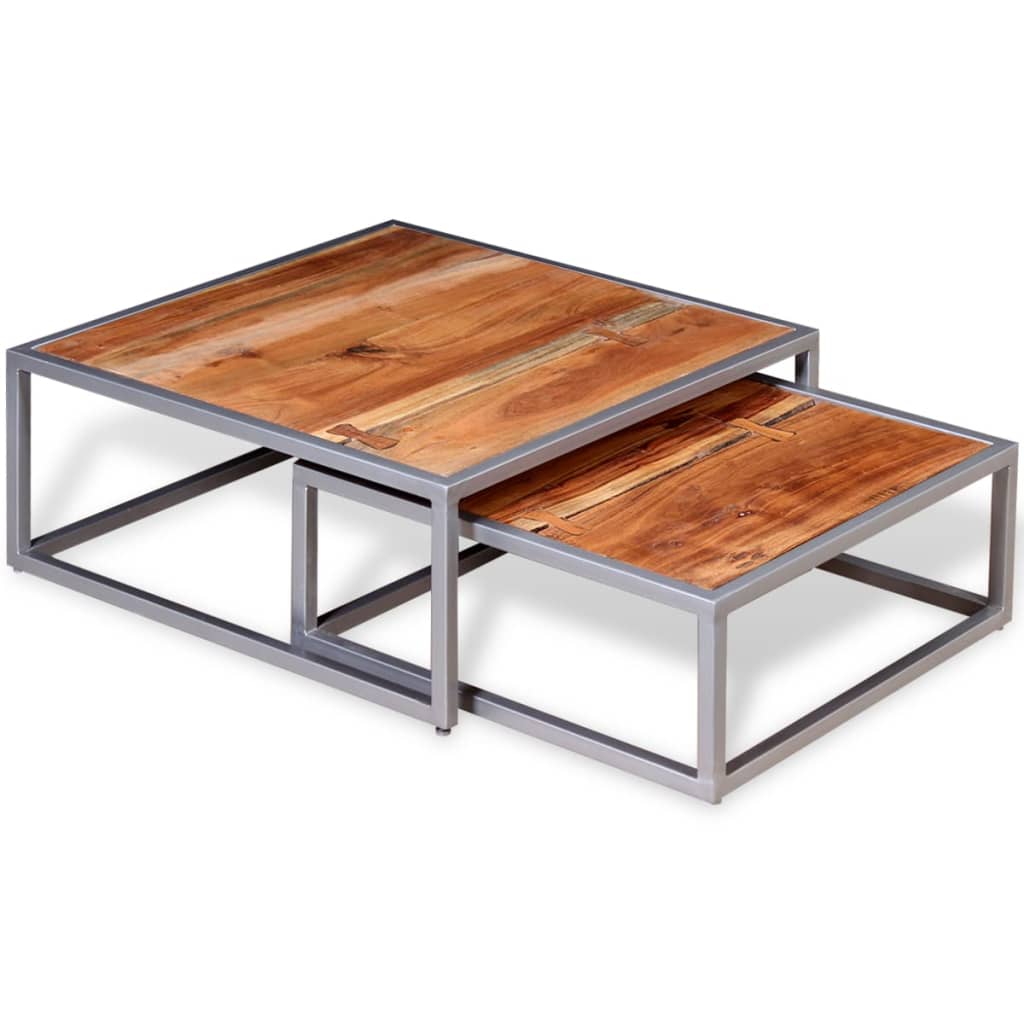 Ensemble de table basse 2 pièces Bois d’acacia massif - Tables basses