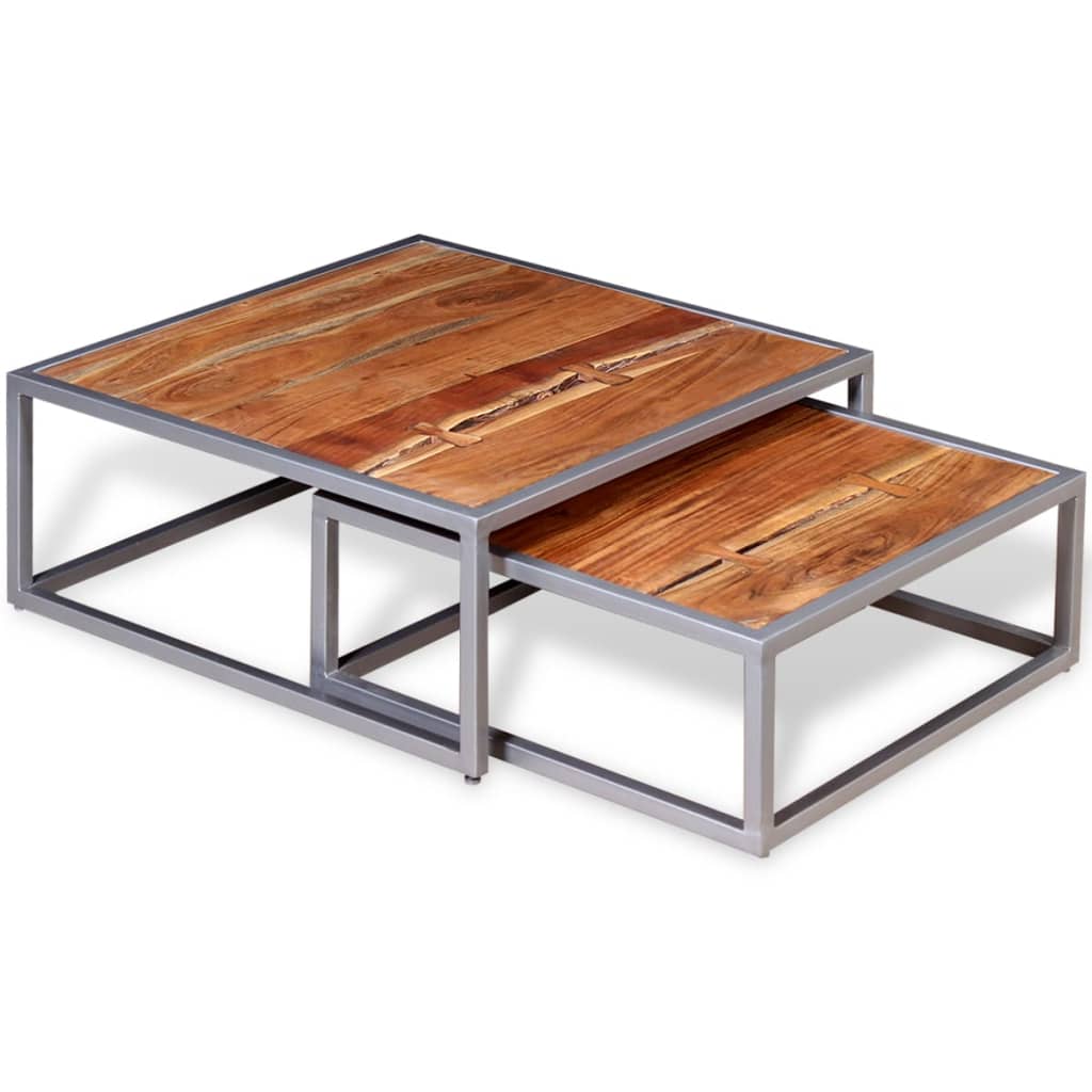 Ensemble de table basse 2 pièces Bois d’acacia massif - Tables basses