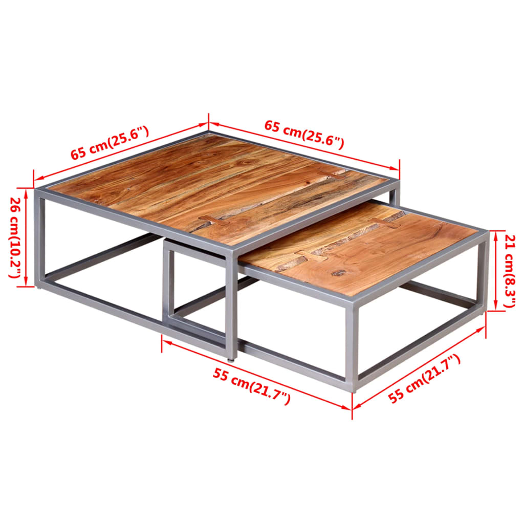 Ensemble de table basse 2 pièces Bois d’acacia massif - Tables basses