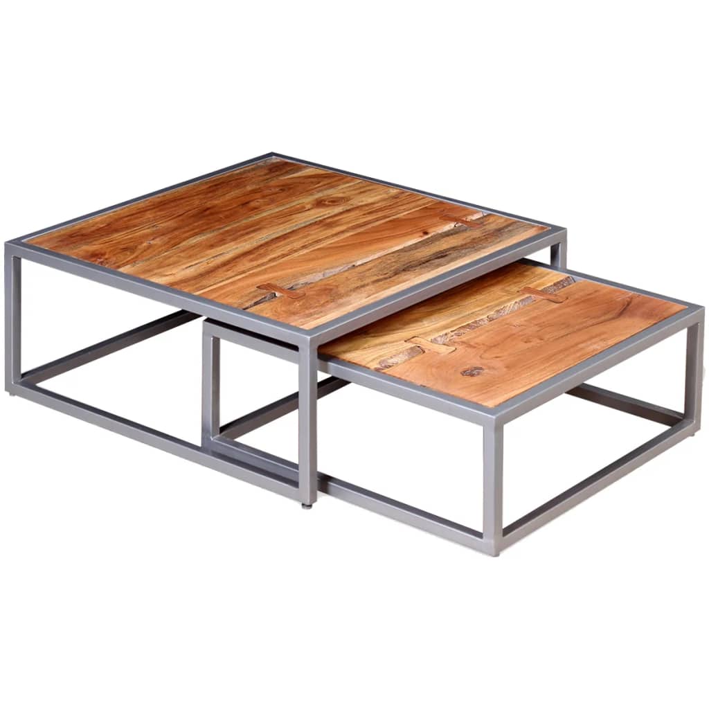 Ensemble de table basse 2 pièces Bois d’acacia massif - Tables basses