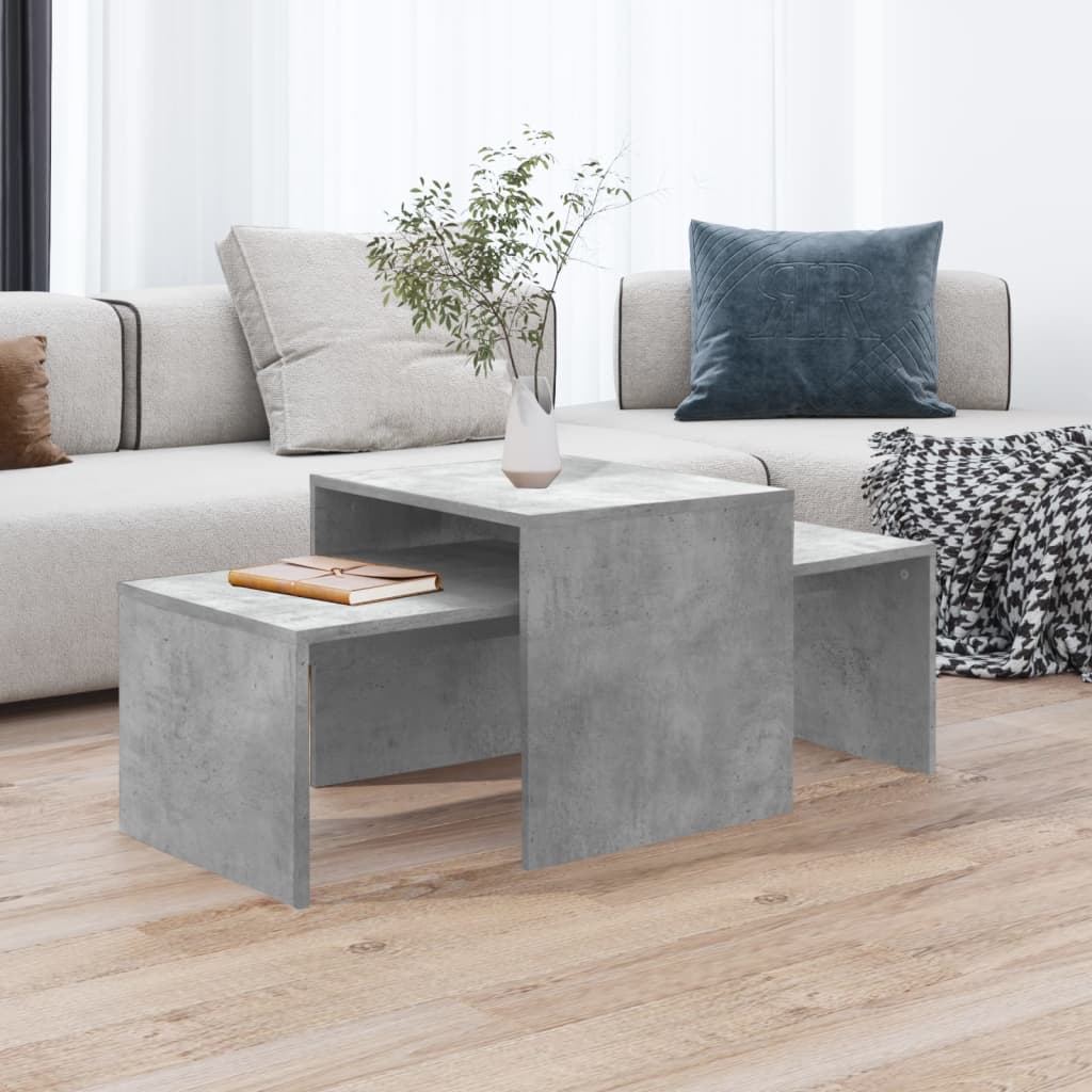 Ensemble de table basse Gris béton 100x48x40 cm Bois ingénierie - Tables basses