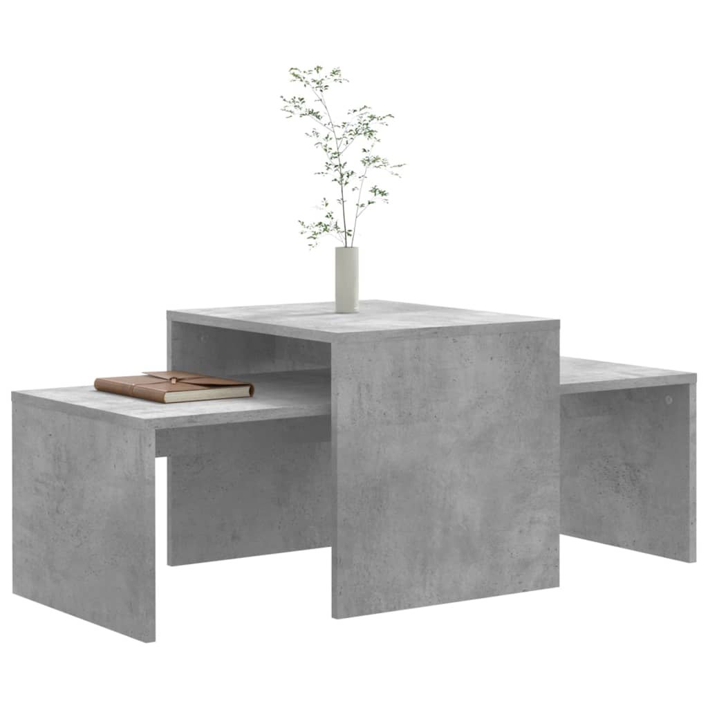 Ensemble de table basse Gris béton 100x48x40 cm Bois ingénierie - Tables basses