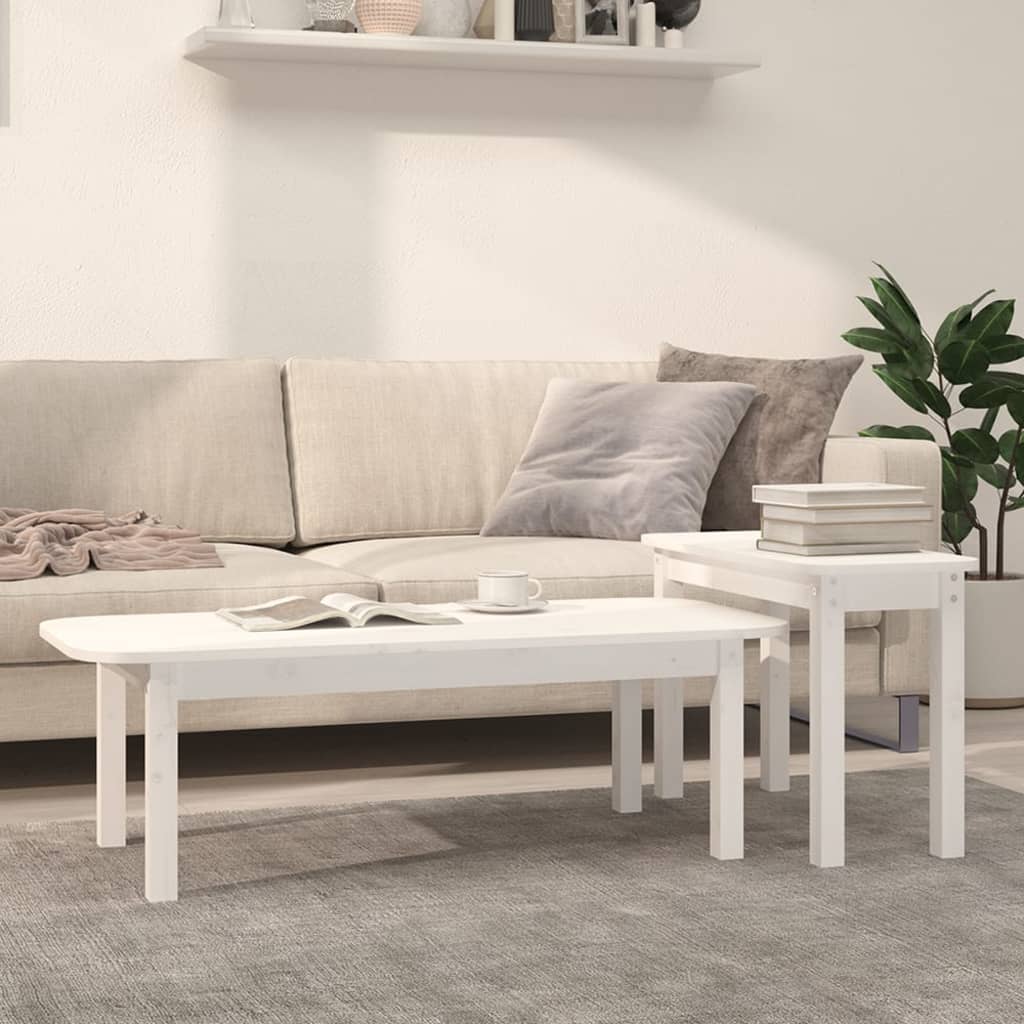 Ensemble de tables basses 2 pcs Blanc Bois massif de pin - Tables basses