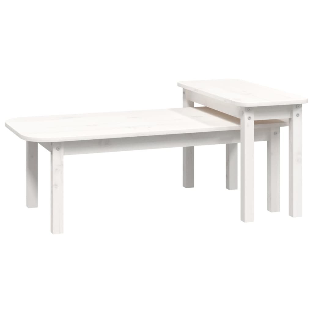 Ensemble de tables basses 2 pcs Blanc Bois massif de pin - Tables basses