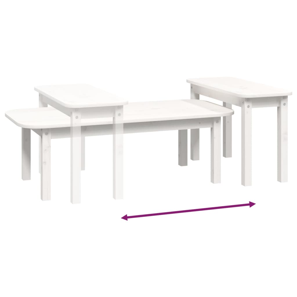 Ensemble de tables basses 2 pcs Blanc Bois massif de pin - Tables basses