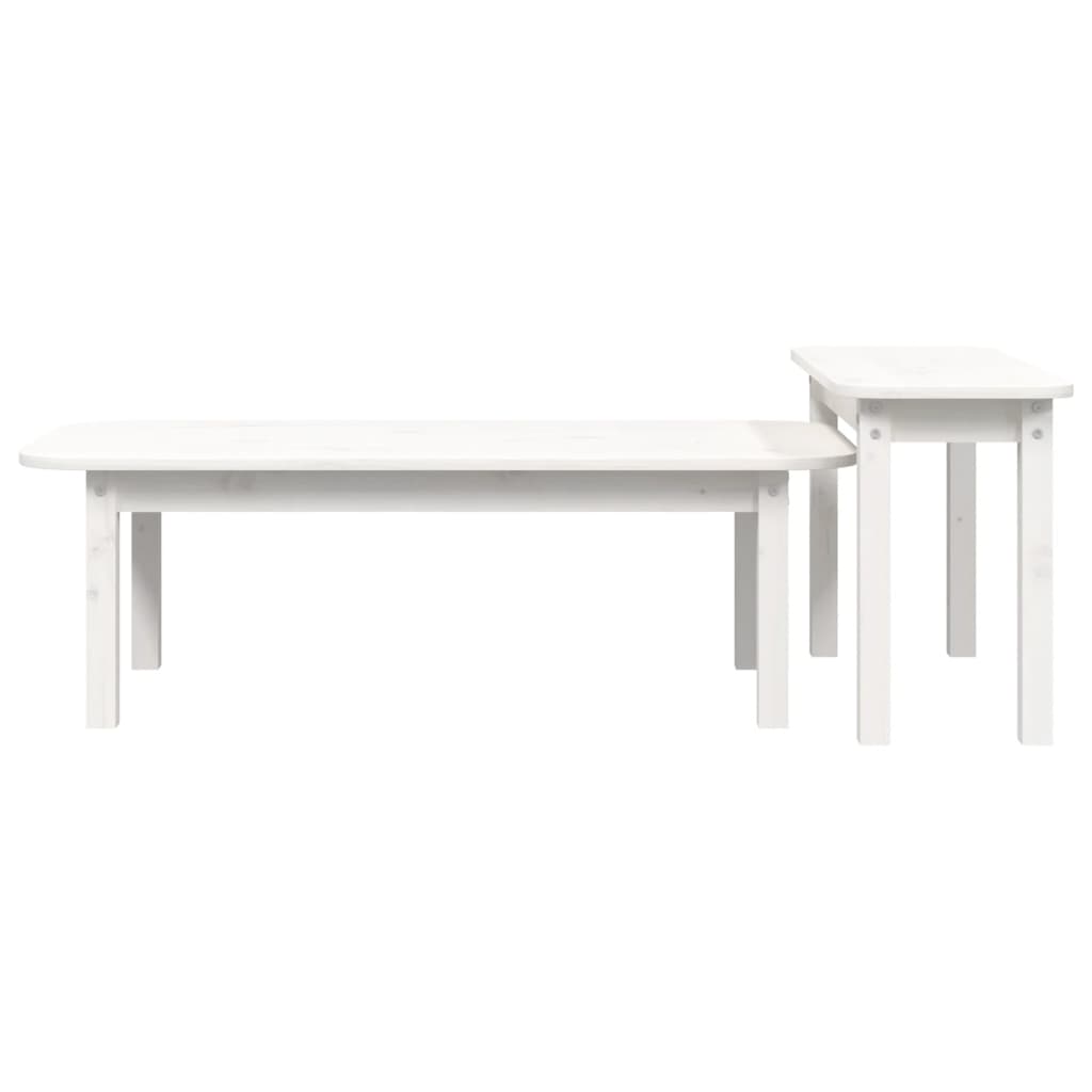 Ensemble de tables basses 2 pcs Blanc Bois massif de pin - Tables basses
