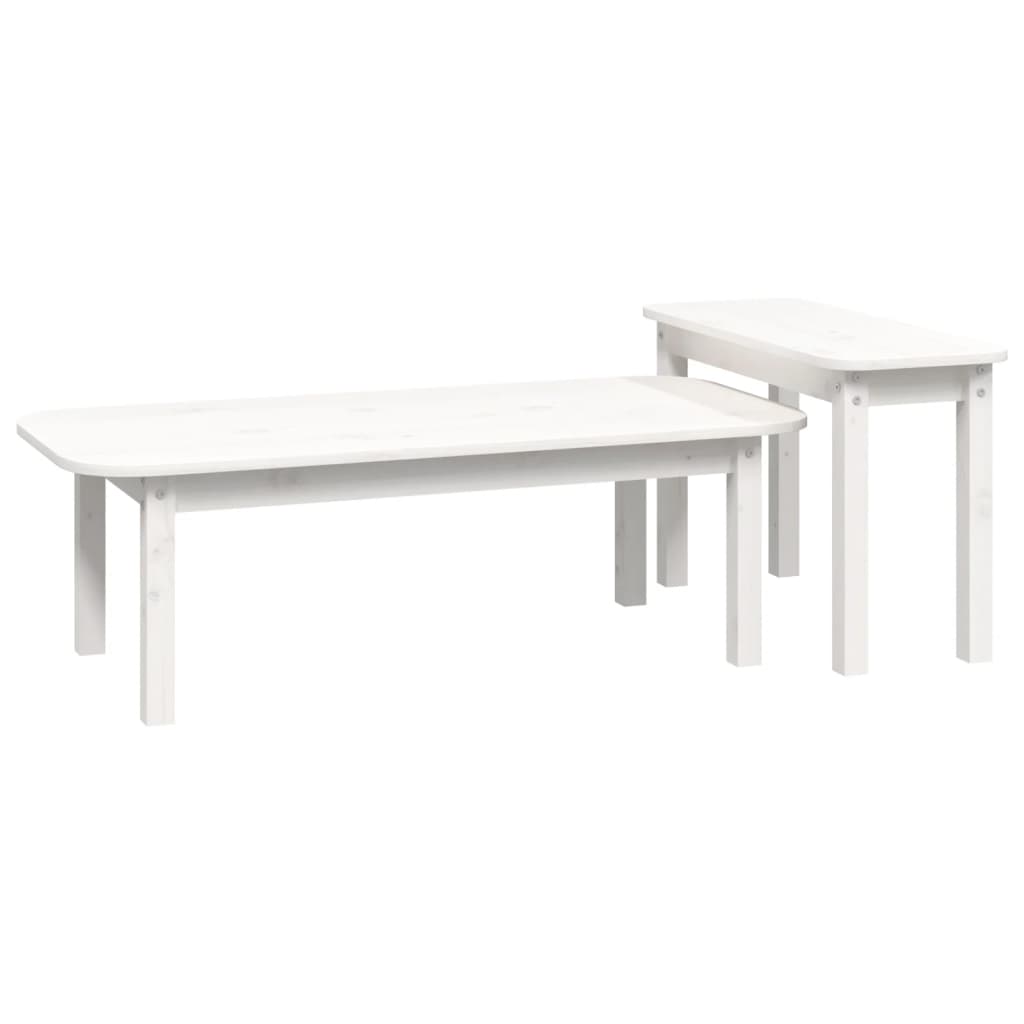 Ensemble de tables basses 2 pcs Blanc Bois massif de pin - Tables basses