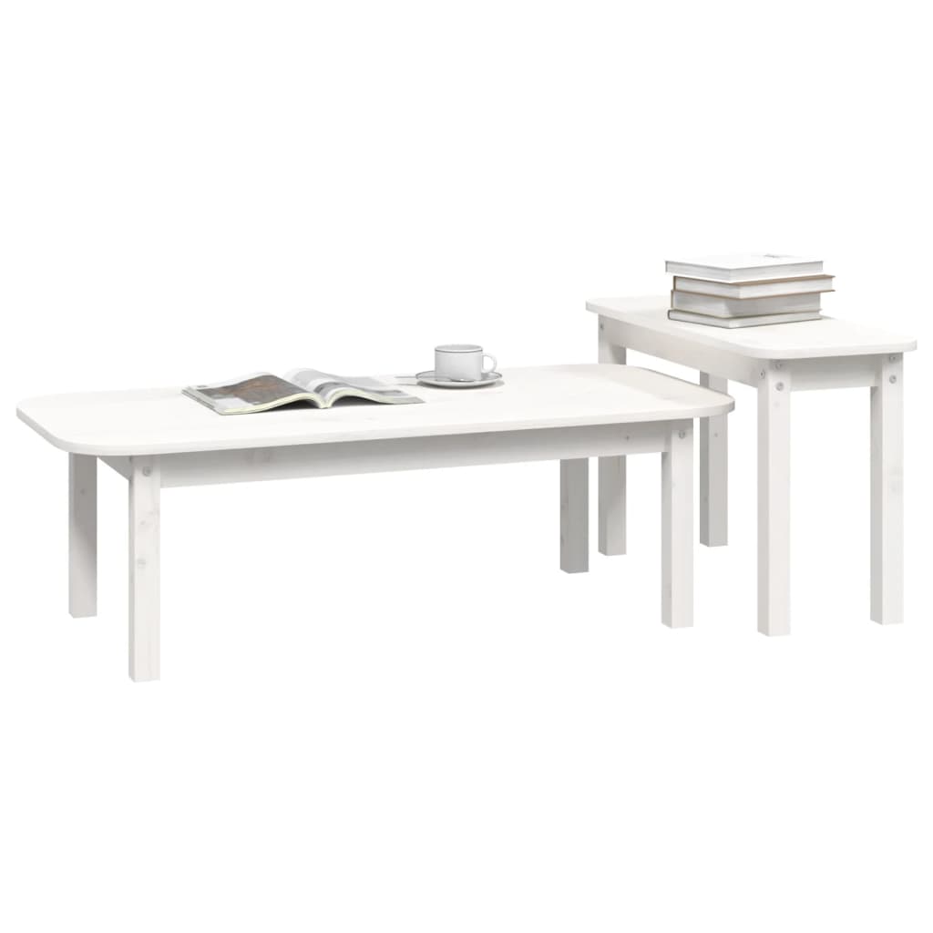 Ensemble de tables basses 2 pcs Blanc Bois massif de pin - Tables basses