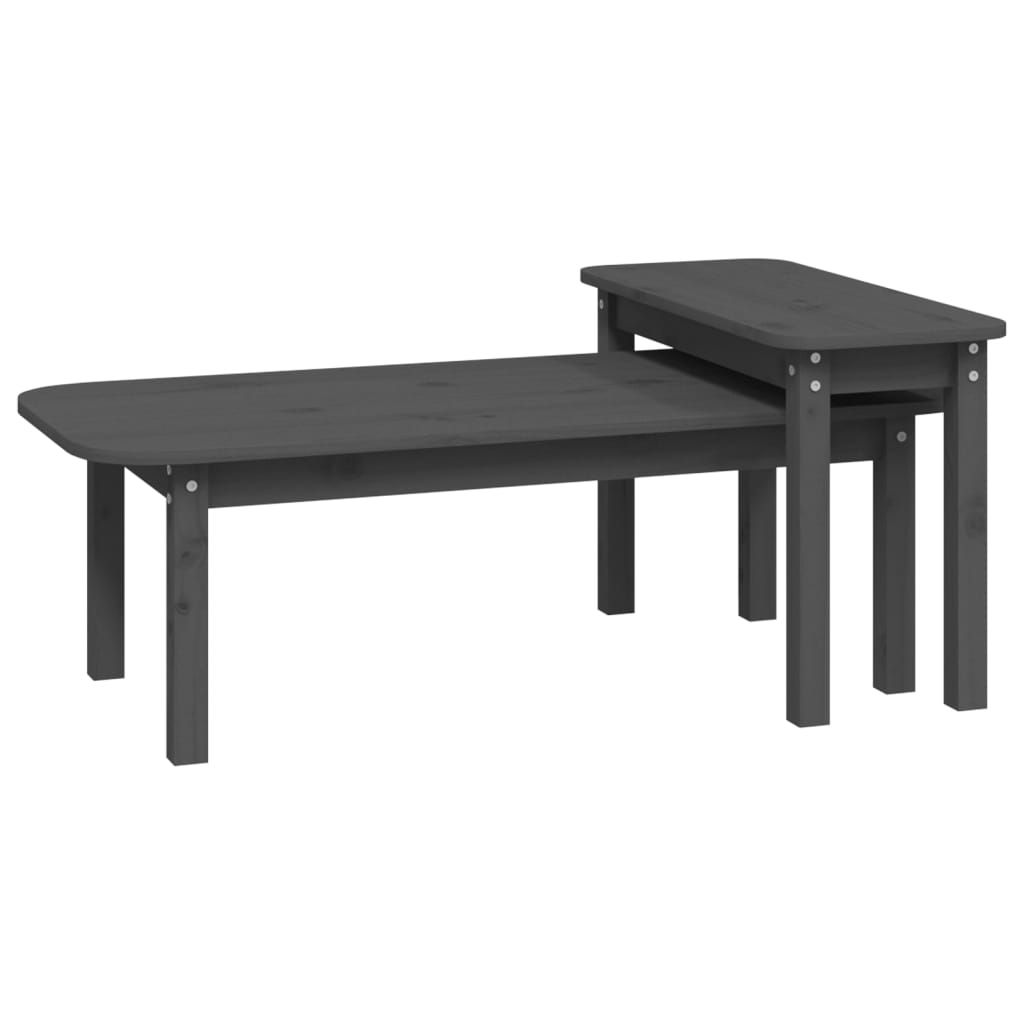 Ensemble de tables basses 2 pcs Gris Bois massif de pin - Tables basses