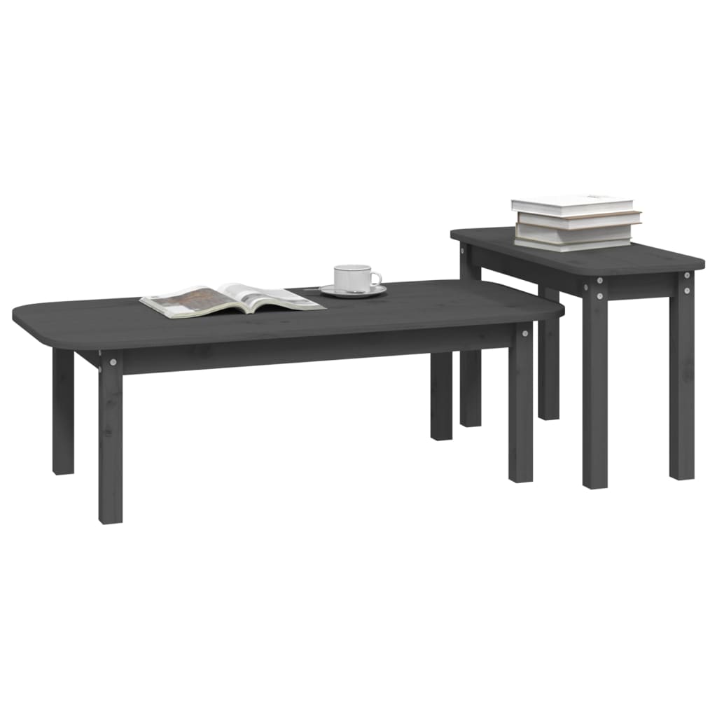 Ensemble de tables basses 2 pcs Gris Bois massif de pin - Tables basses