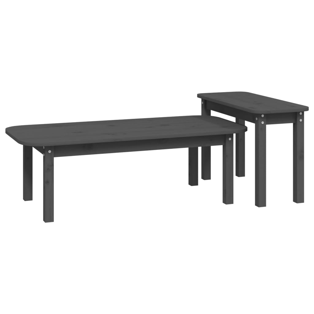 Ensemble de tables basses 2 pcs Gris Bois massif de pin - Tables basses