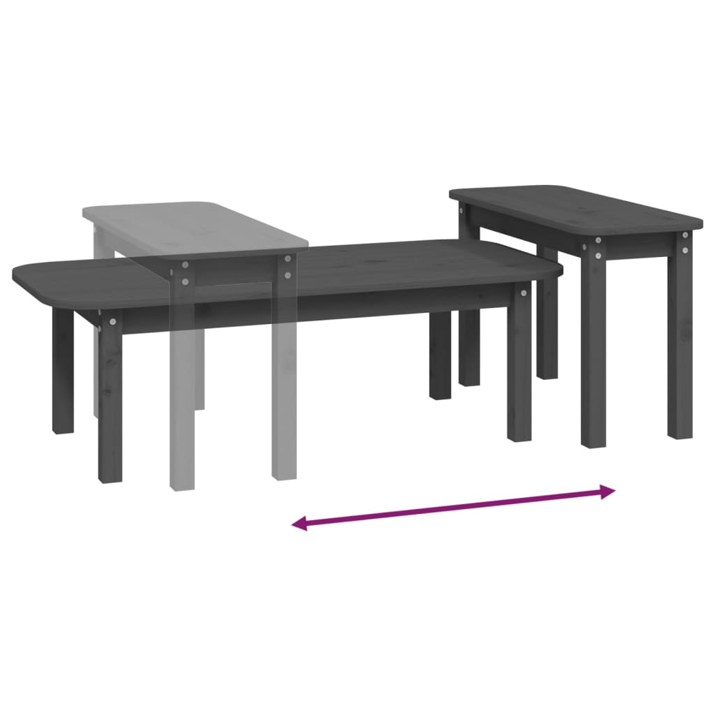 Ensemble de tables basses 2 pcs Gris Bois massif de pin - Tables basses