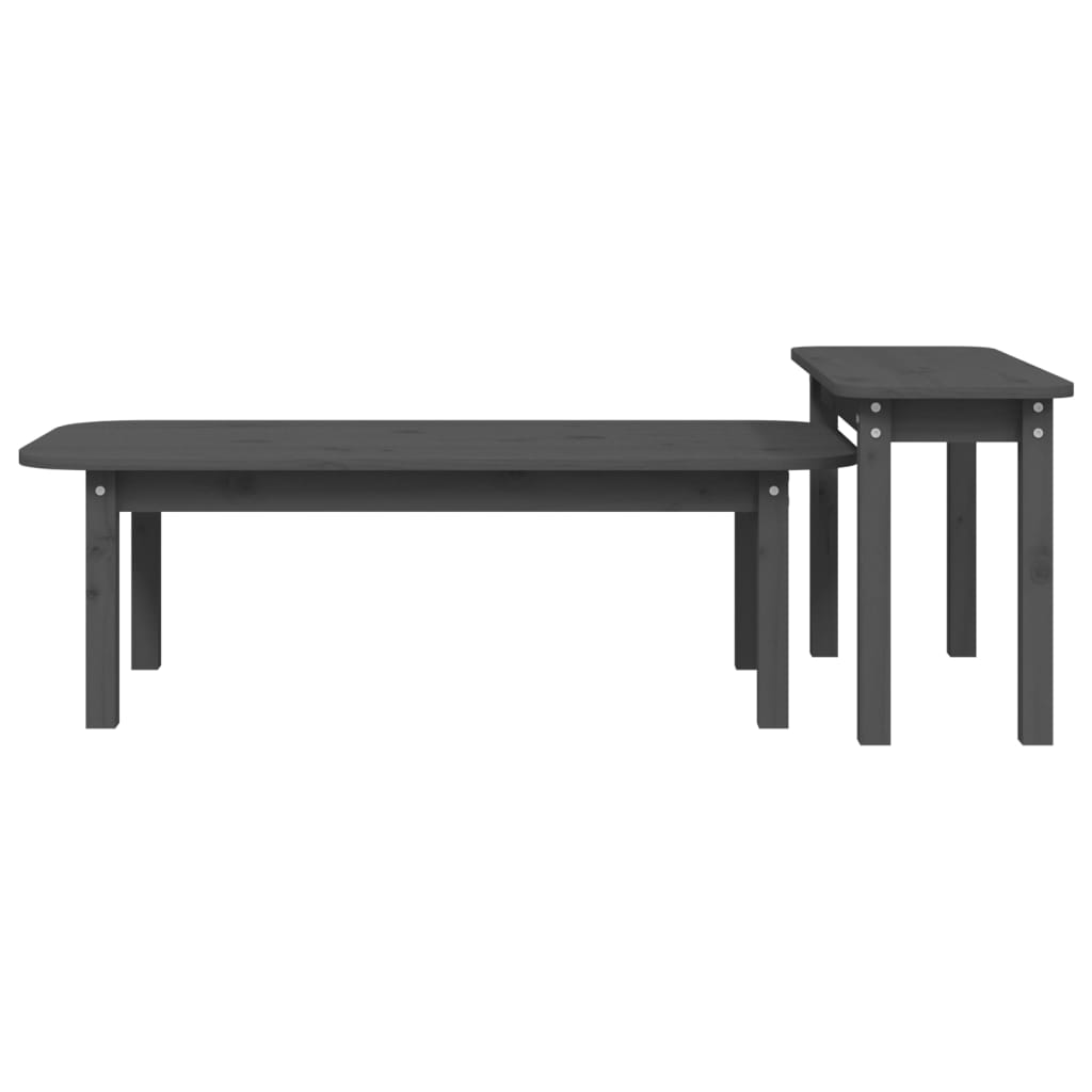 Ensemble de tables basses 2 pcs Gris Bois massif de pin - Tables basses