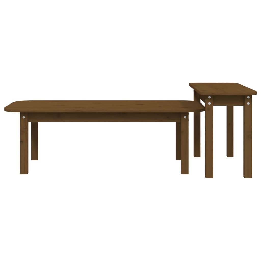Ensemble de tables basses 2 pcs Marron miel Bois massif de pin - Tables basses