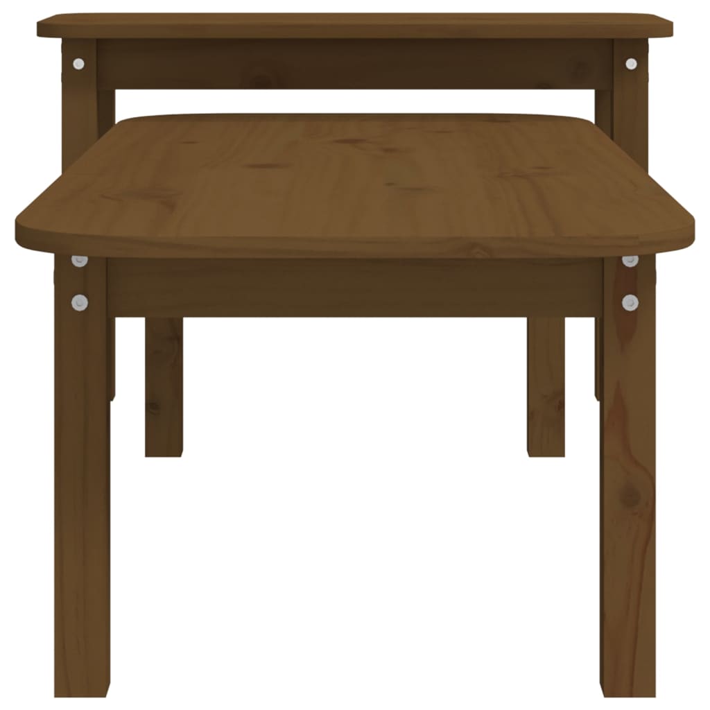 Ensemble de tables basses 2 pcs Marron miel Bois massif de pin - Tables basses