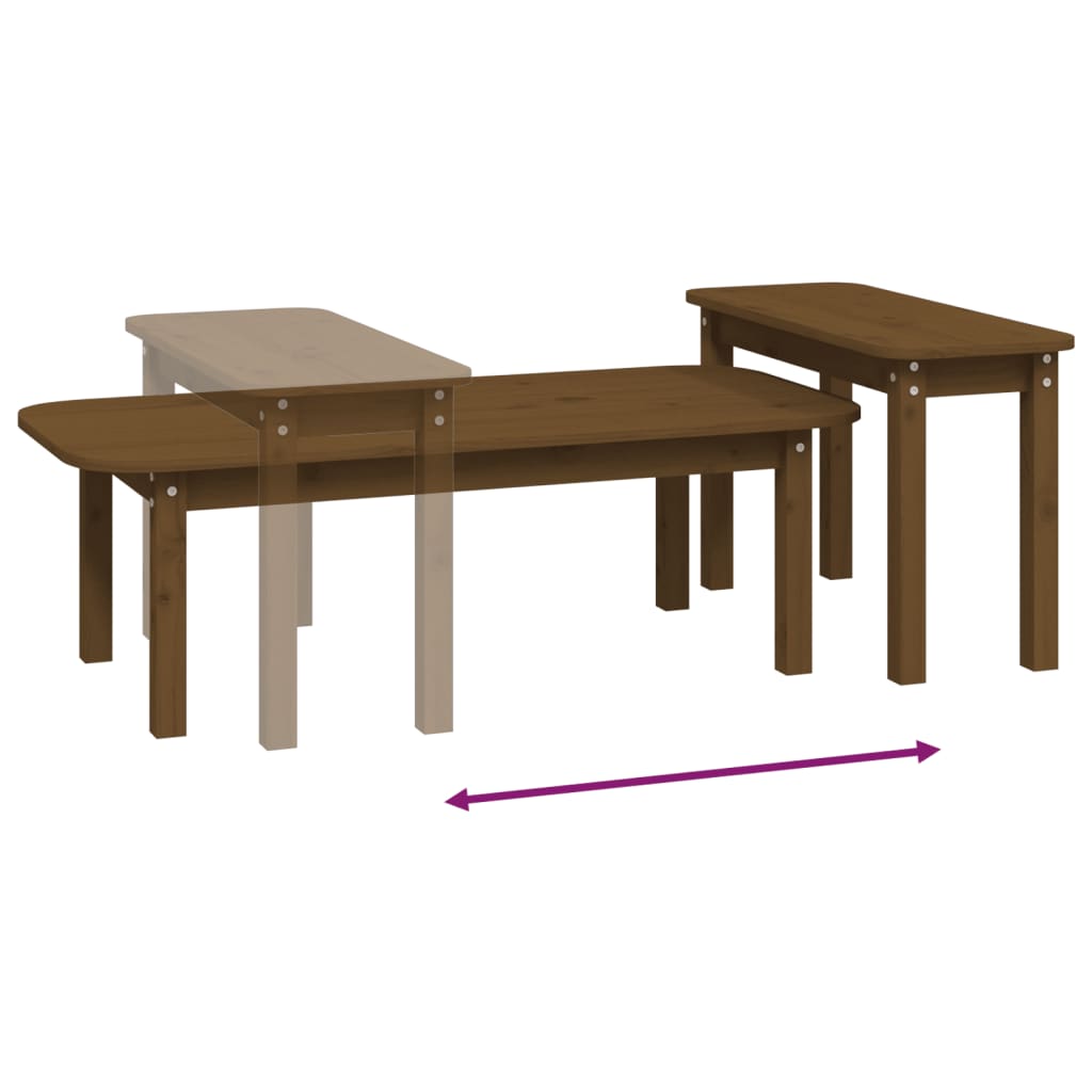 Ensemble de tables basses 2 pcs Marron miel Bois massif de pin - Tables basses