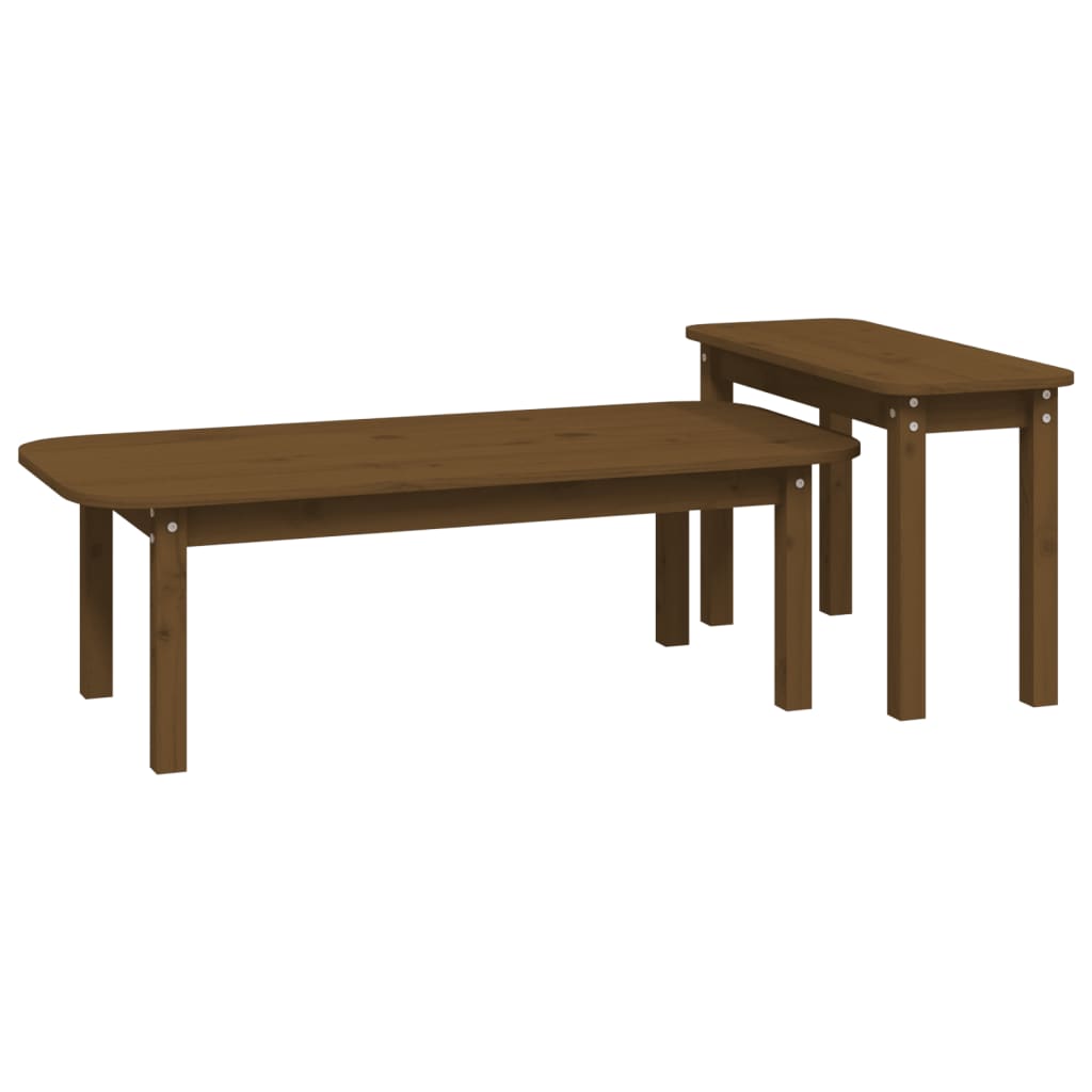 Ensemble de tables basses 2 pcs Marron miel Bois massif de pin - Tables basses