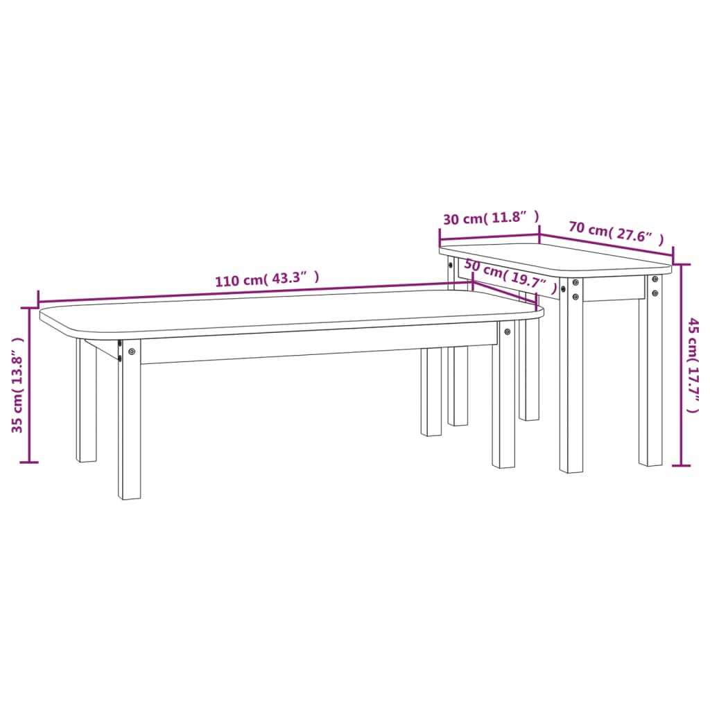 Ensemble de tables basses 2 pcs Marron miel Bois massif de pin - Tables basses