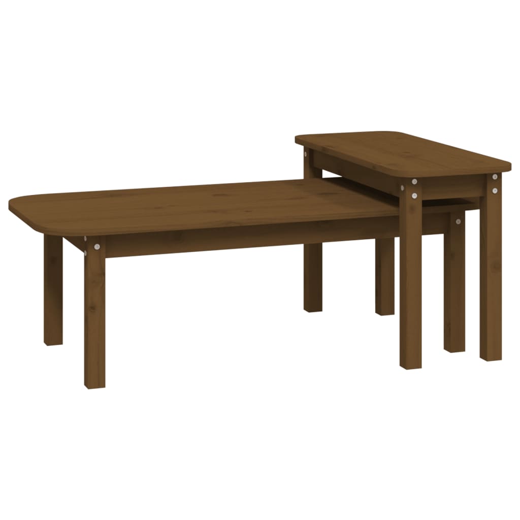 Ensemble de tables basses 2 pcs Marron miel Bois massif de pin - Tables basses