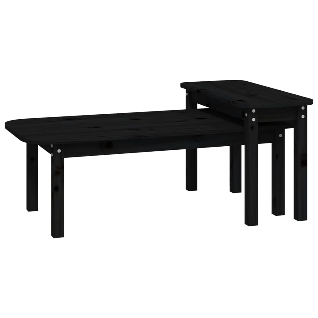 Ensemble de tables basses 2 pcs Noir Bois massif de pin - Tables basses