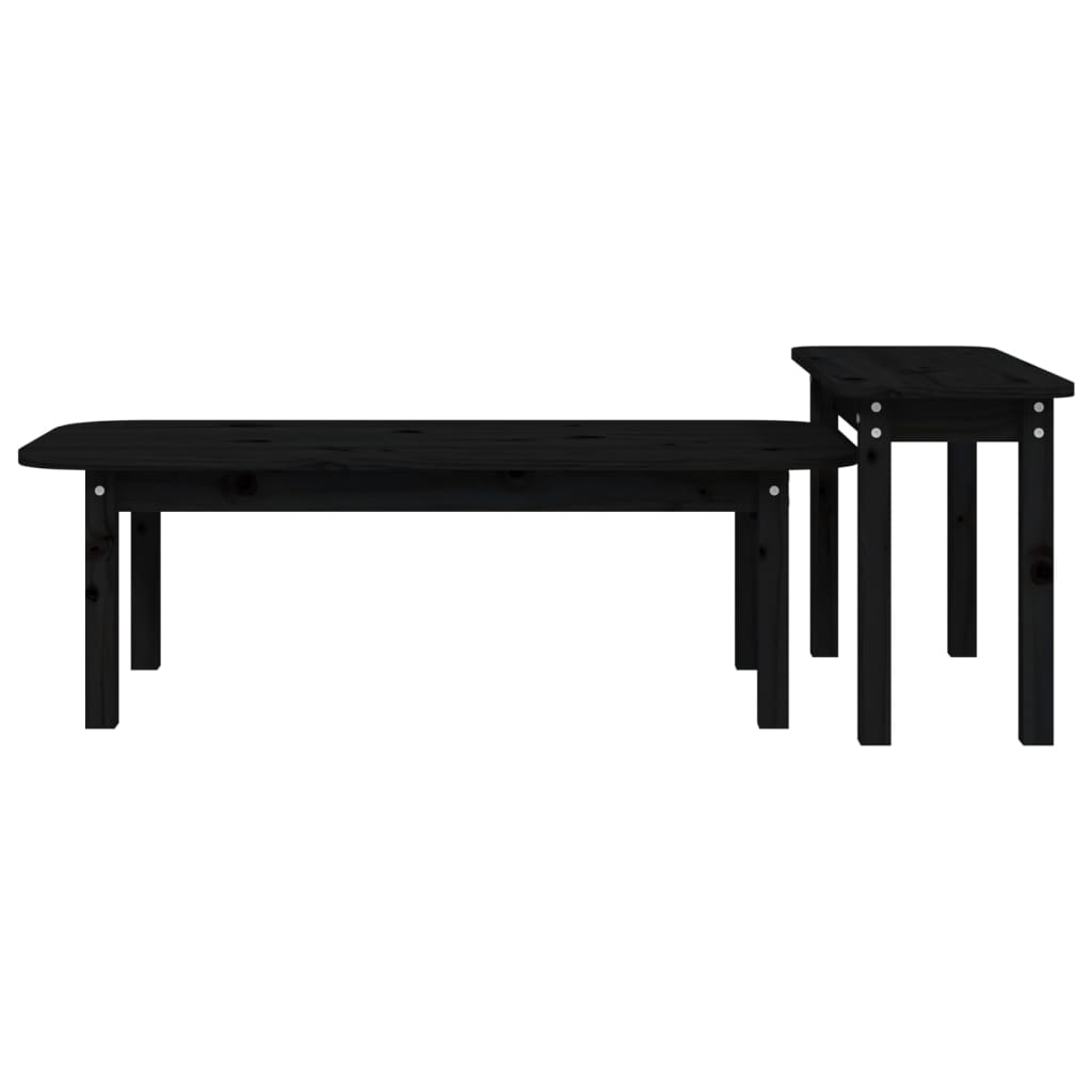 Ensemble de tables basses 2 pcs Noir Bois massif de pin - Tables basses