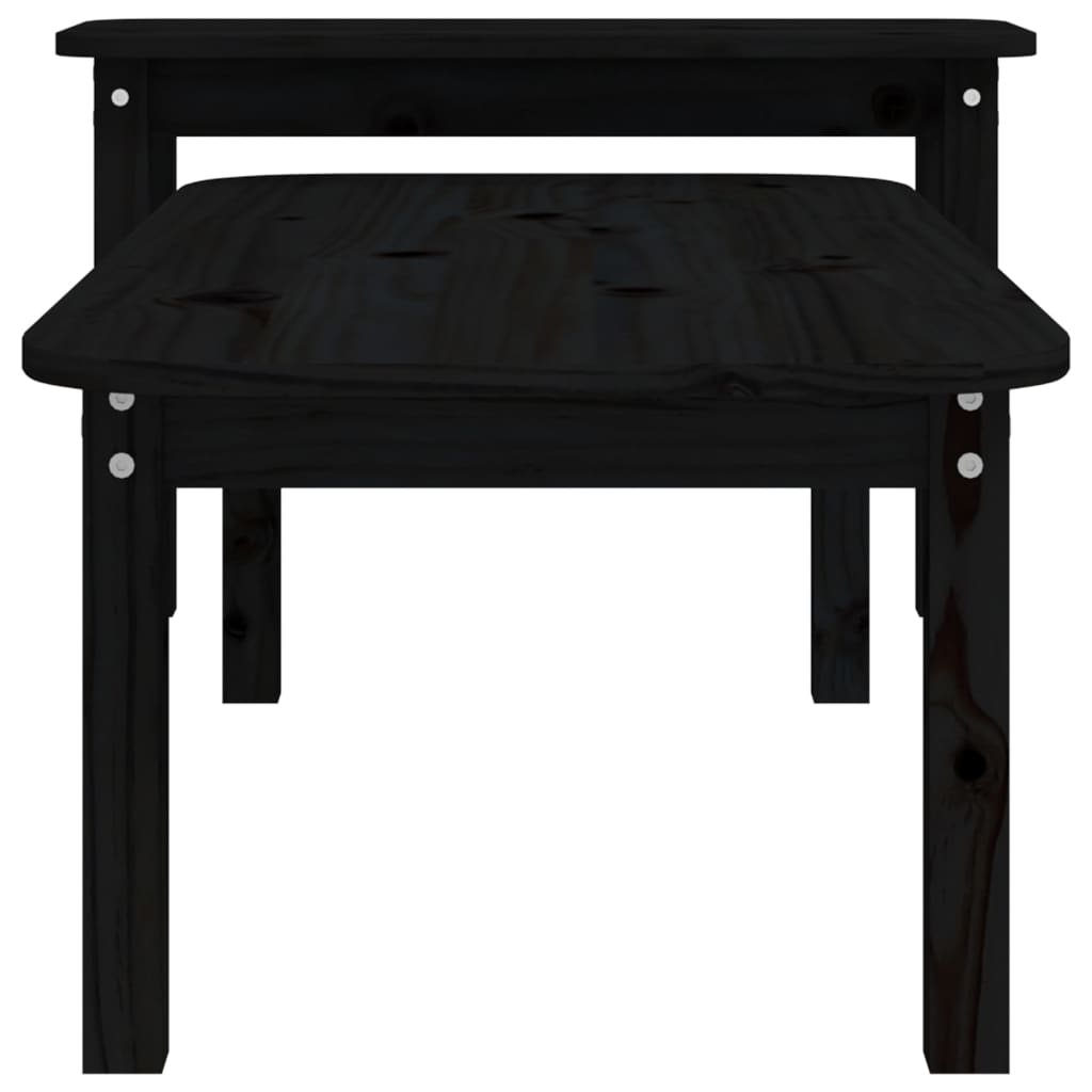 Ensemble de tables basses 2 pcs Noir Bois massif de pin - Tables basses