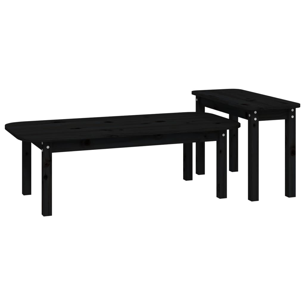Ensemble de tables basses 2 pcs Noir Bois massif de pin - Tables basses