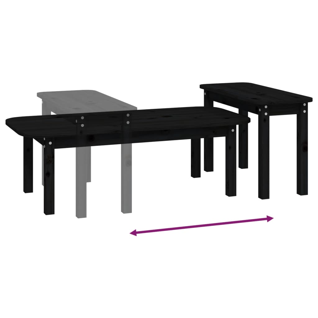 Ensemble de tables basses 2 pcs Noir Bois massif de pin - Tables basses