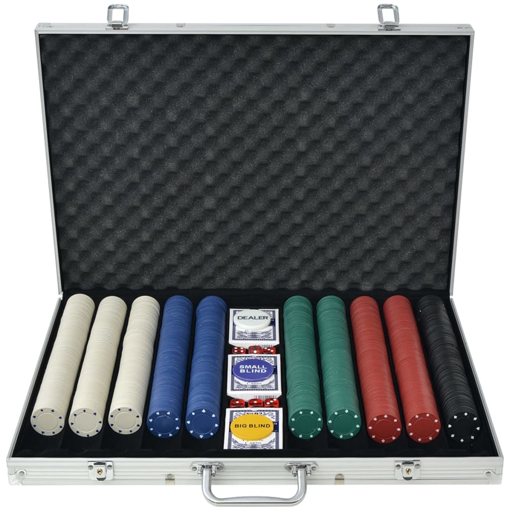 Jeu de poker avec 1000 jetons Aluminium - Jetons & malettes de poker