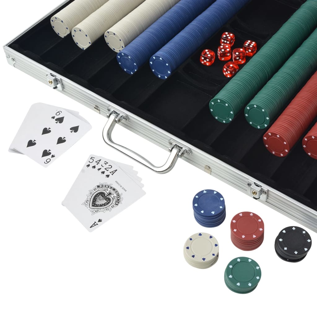 Jeu de poker avec 1000 jetons Aluminium - Jetons & malettes de poker