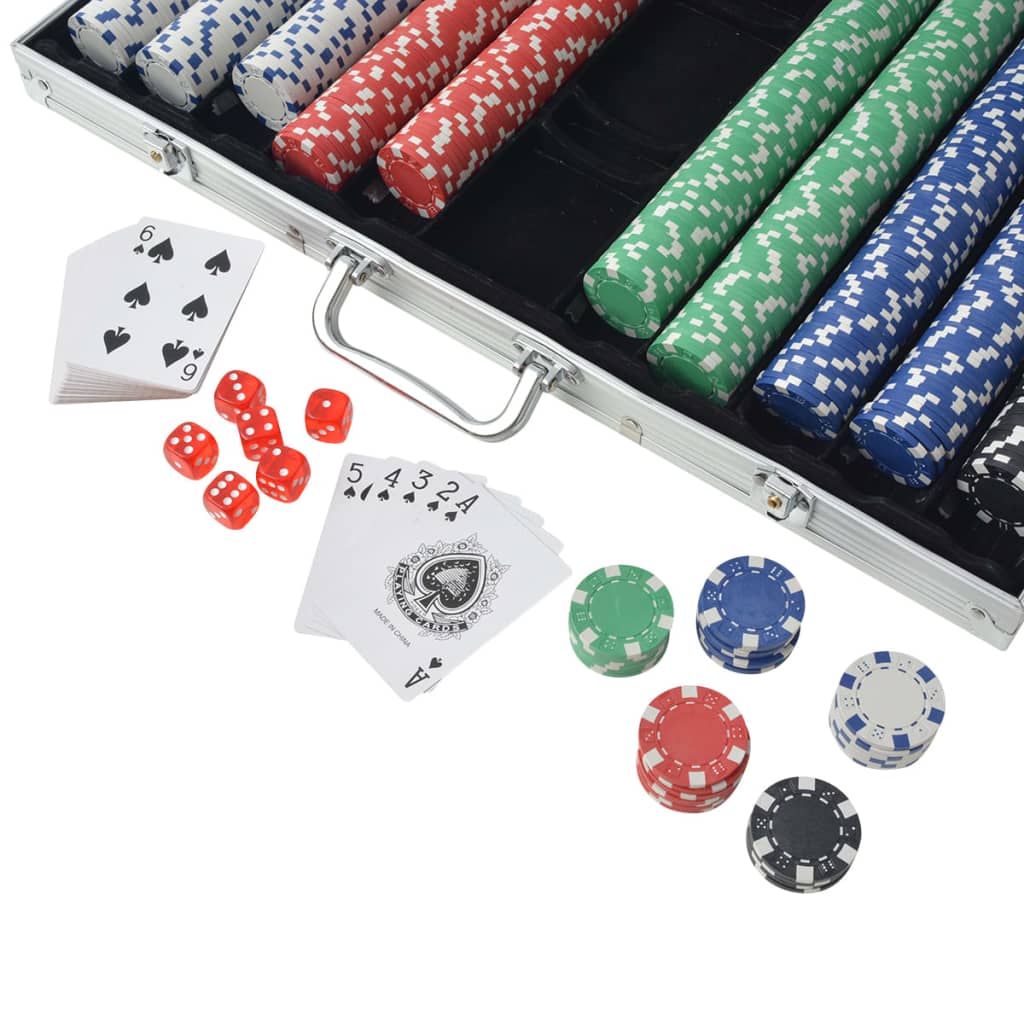 Jeu de poker avec 1000 jetons Aluminium - Jetons & malettes de poker