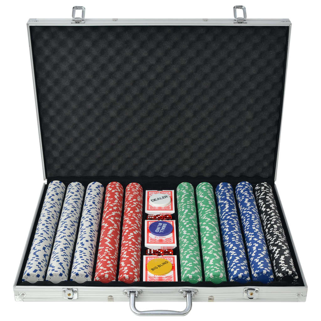 Jeu de poker avec 1000 jetons Aluminium - Jetons & malettes de poker