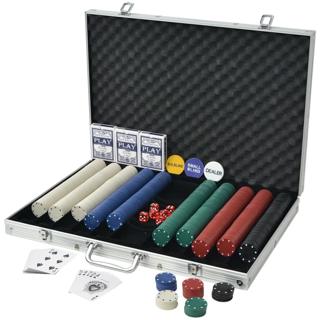 Jeu de poker avec 1000 jetons Aluminium - Jetons & malettes de poker