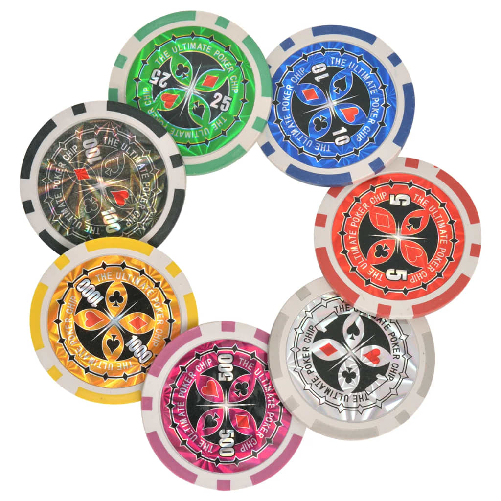 Jeu de Poker/Blackjack mixte avec 600 jetons Laser Aluminium - Jetons & malettes de poker