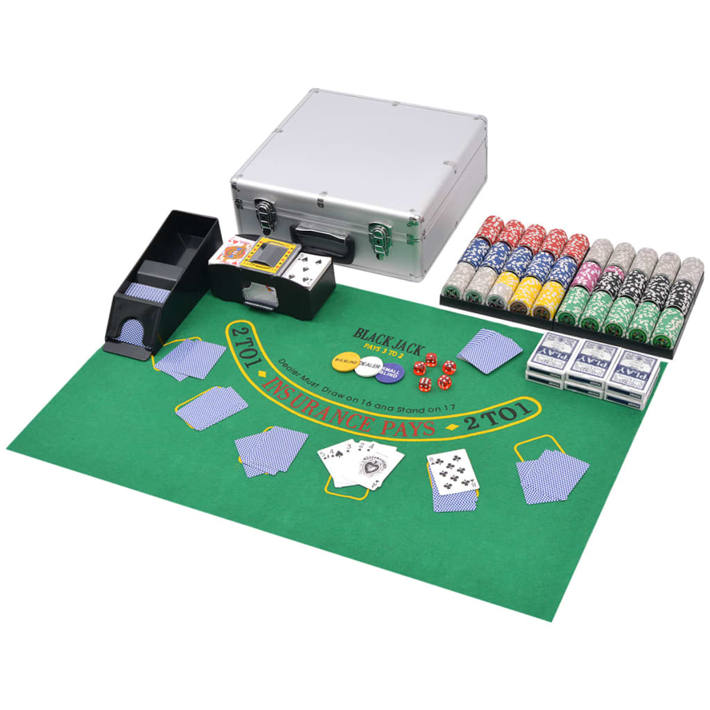 Jeu de Poker/Blackjack mixte avec 600 jetons Laser Aluminium - Jetons & malettes de poker