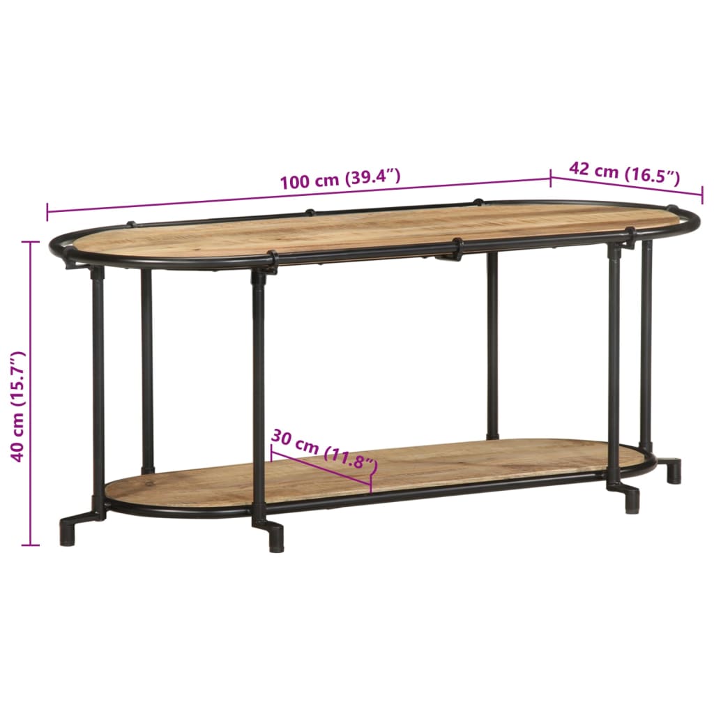Meuble TV 100x42x40 cm bois massif de manguier brut - Fixations & meubles de rangement multimédia