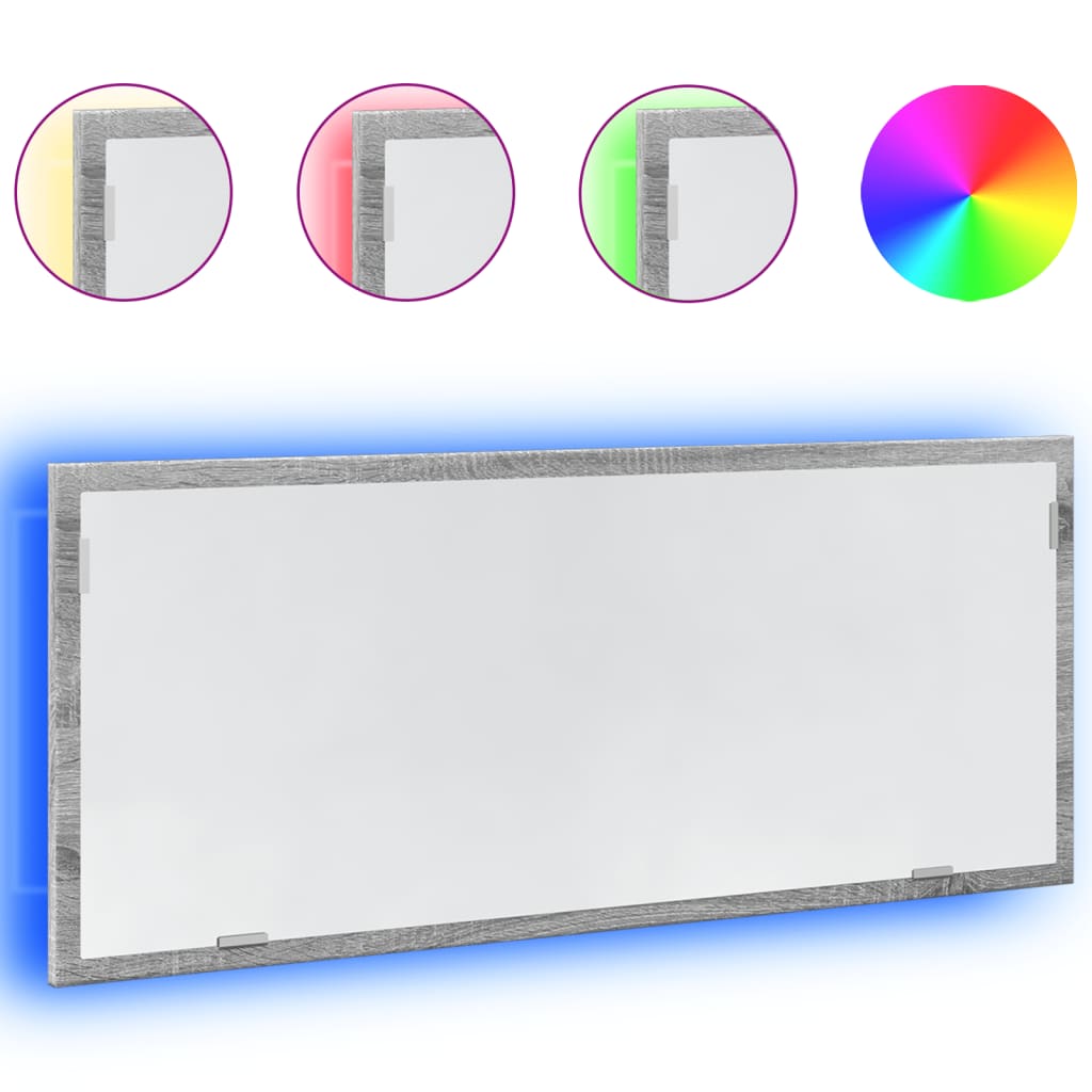 Miroir de salle de bain à LED sonoma gris bois d’ingénierie - Meubles-lavabos de salle de bains