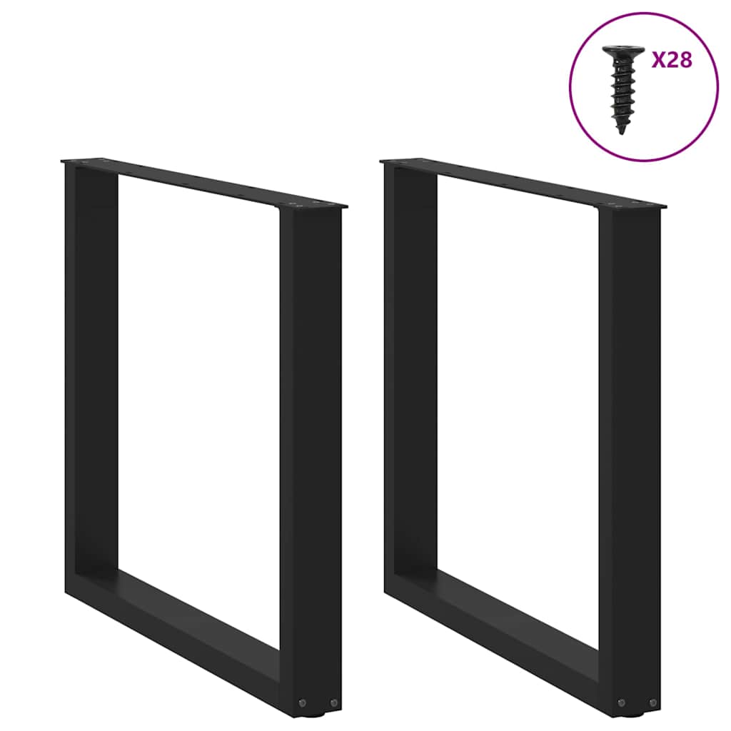 Pieds de table à manger forme de U 2 pcs noir 80x(72-73) cm - Pieds de table