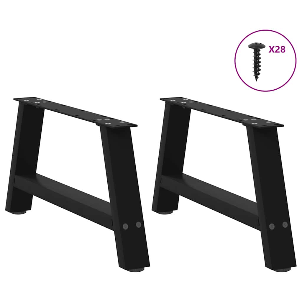 Pieds de table basse forme de A 2 pcs noir 60x(30-31) cm acier - Pieds de table