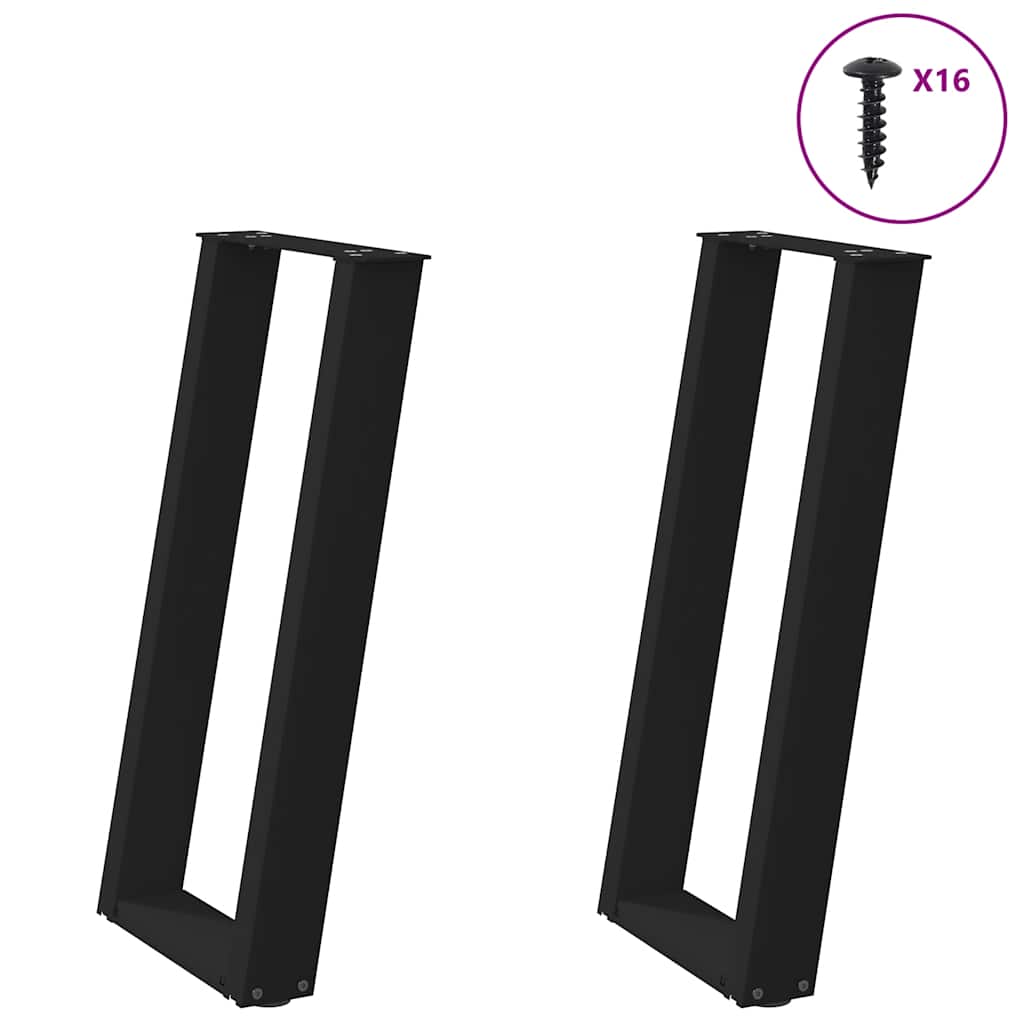 Pieds de table console forme de U 2 pcs noir 38x(72-73)cm acier - Pieds de table