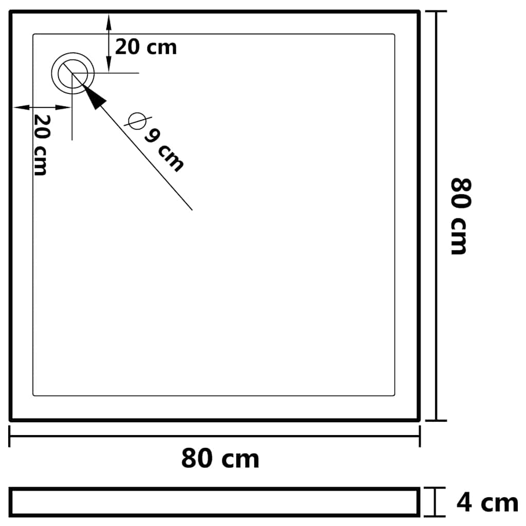 Receveur de douche carré ABS Noir 80x80 cm - Bacs de douche