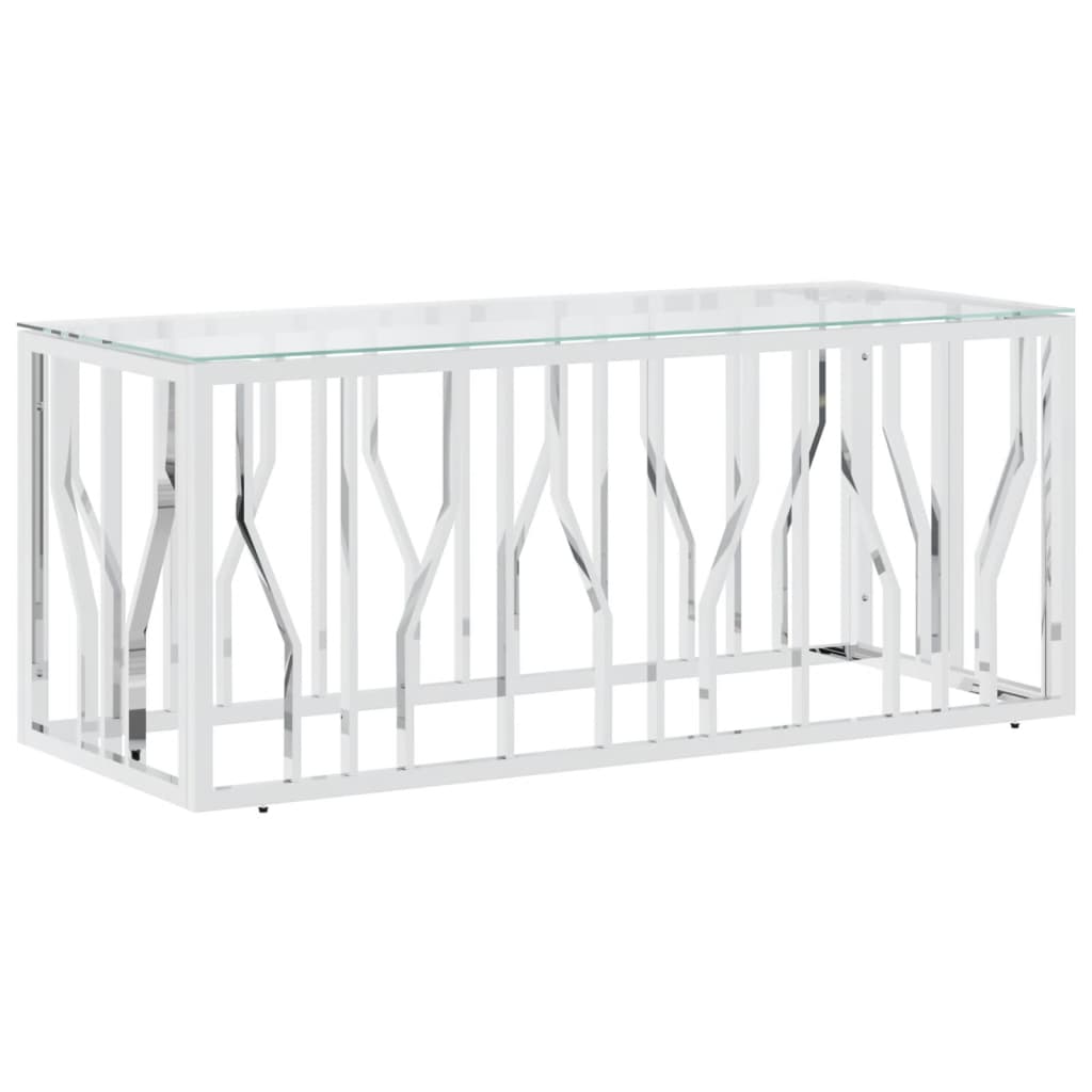 Table basse 110x45x45 cm acier inoxydable et verre - Tables basses