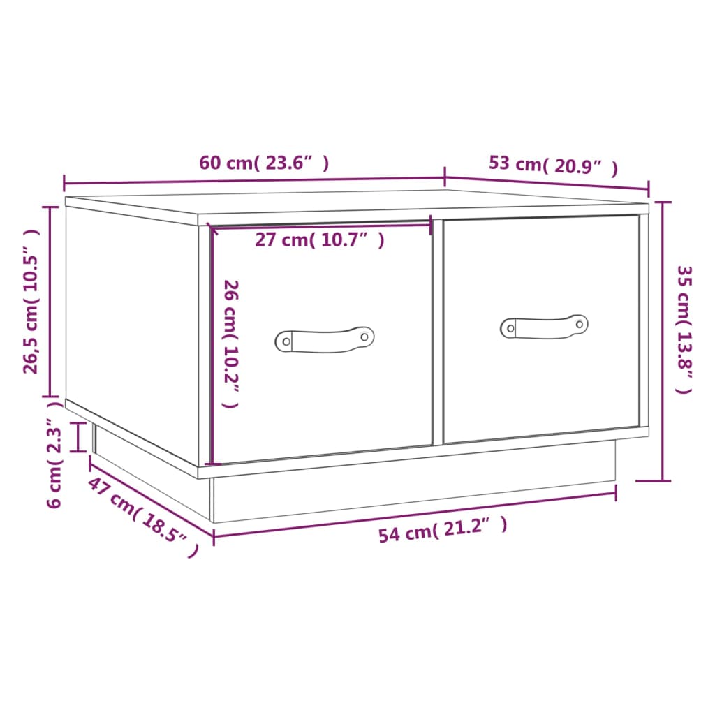 Table basse 60x53x35 cm Bois massif de pin - Tables basses