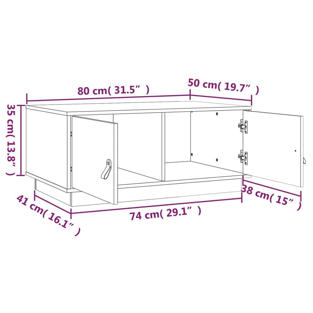 Table basse 80x50x35 cm Bois massif de pin - Tables basses