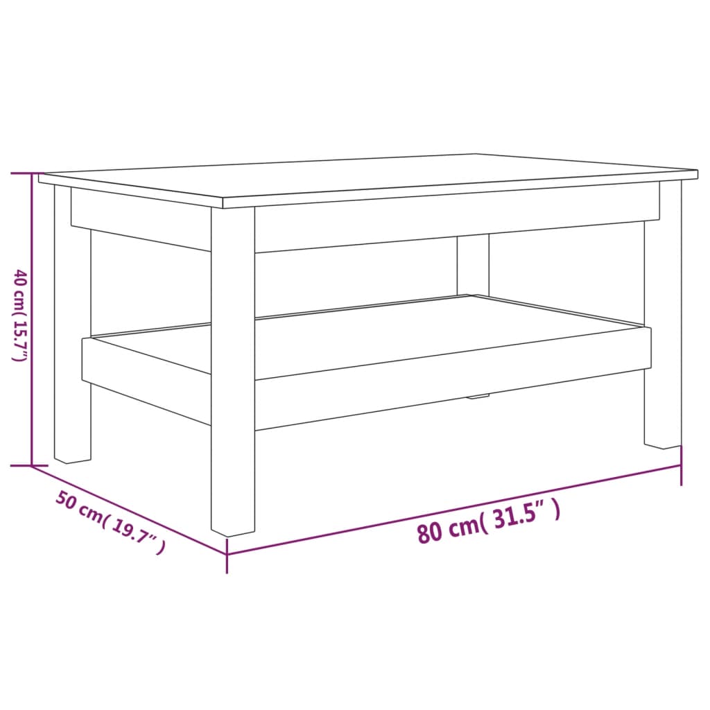 Table basse 80x50x40 cm Bois massif de pin - Tables basses
