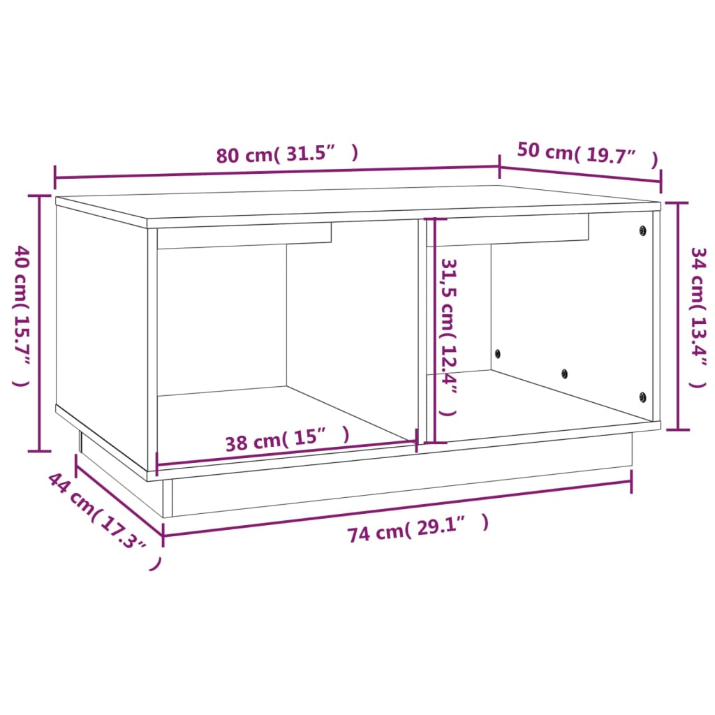 Table basse 80x50x40 cm Bois massif de pin - Tables basses