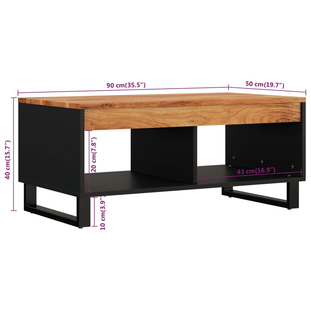 Table basse 90x50x40 cm bois d’acacia massif - Tables basses
