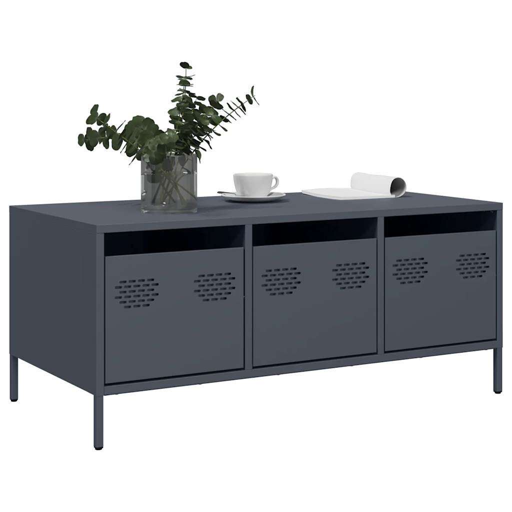 Table basse anthracite 101,5x50x43,5 cm acier laminé à froid - Tables basses