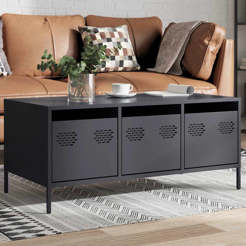 Table basse anthracite 101,5x50x43,5 cm acier laminé à froid - Tables basses