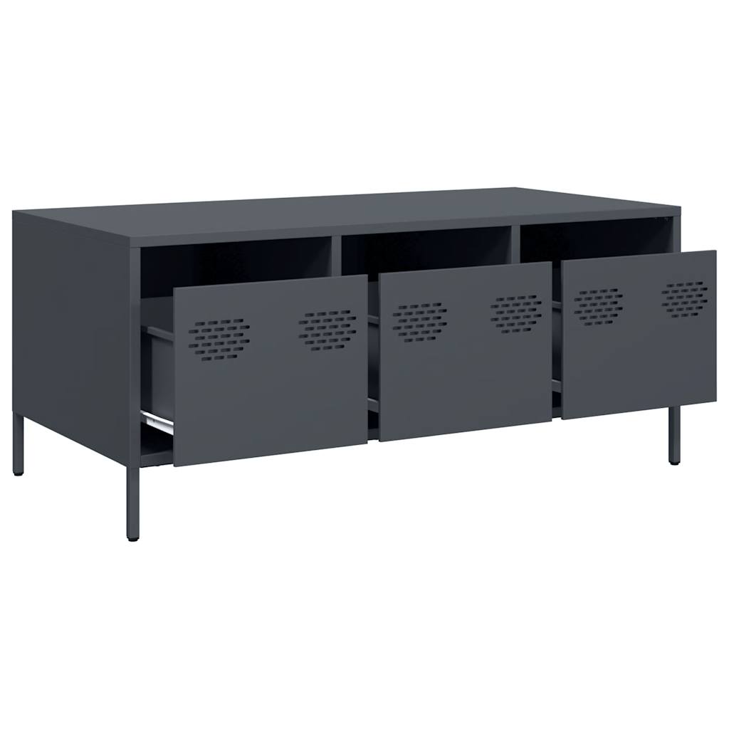 Table basse anthracite 101,5x50x43,5 cm acier laminé à froid - Tables basses